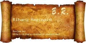 Bihary Reginald névjegykártya